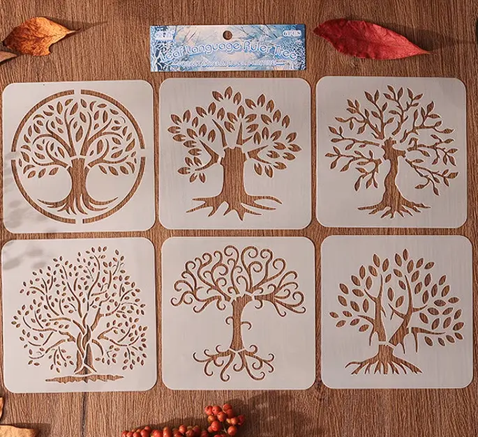 Stencils colección árboles frondosos 